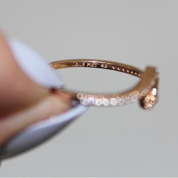 Pandora Sparkling Wishbone Heart Ring Rose Gold Plated Size 58 (8.5) - Picture 4 of 14